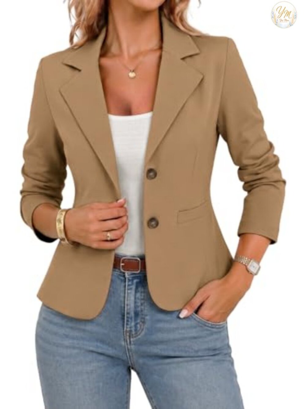 Stretch Knit Blazer for Women Business Casual Notched Lapel